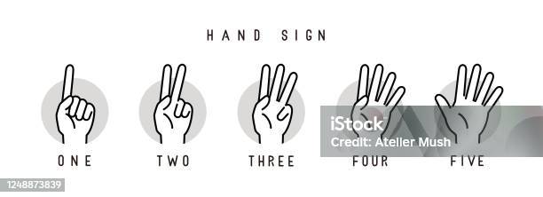 Hand Sign Number Time Hand Sign Counting Numbers Stock Illustration - Download Image Now ...