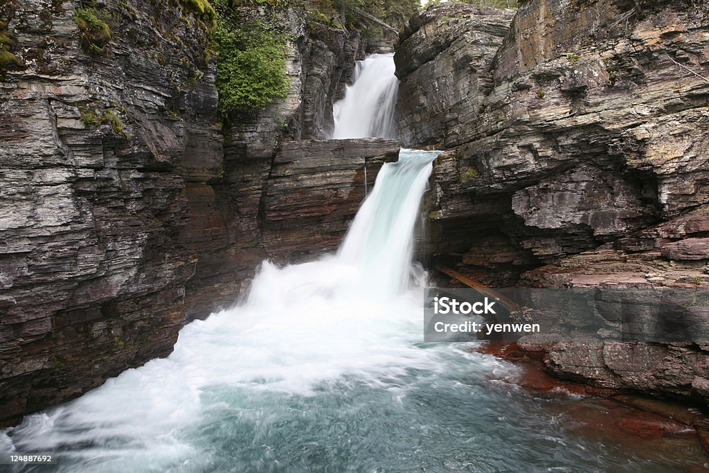 St. Mary Wasserfälle, Glacier National Park - Lizenzfrei Bach Stock-Foto