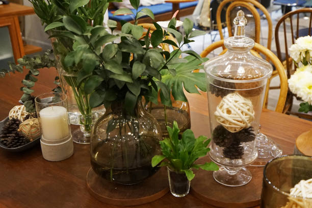 istock Flower arrangement and decoration on wooden table 1248877992