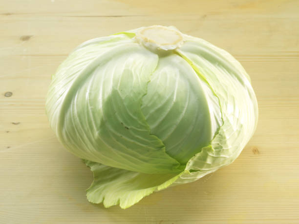 istock The profile of cabbage.Cabbage on wooden table background. 1248878750