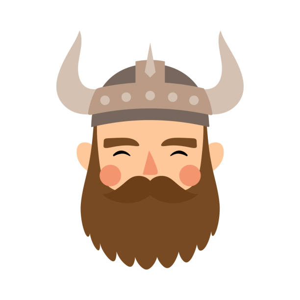 illustrations, cliparts, dessins animés et icônes de logo vikings, fond de vecteur scandinave enfantin - viking mascot warrior pirate