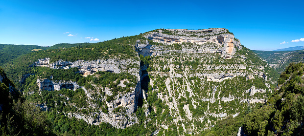 Mercantour national park panoramic at sunny day, France.