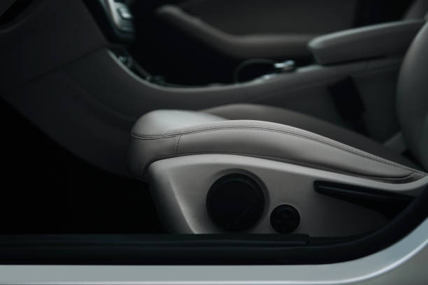 istock Modern car leather seat with adjustment close up 1248881420