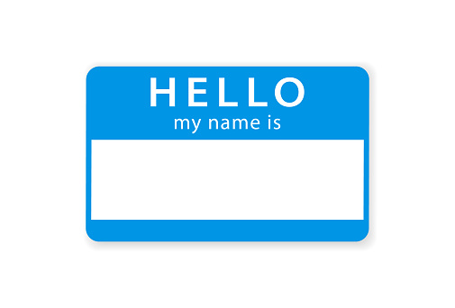 HELLO my name is tag blank sticker.  Vector illustration. Isolated on white background.
