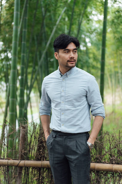 istock A young Asian male is walking in the bamboo forest 1248884488