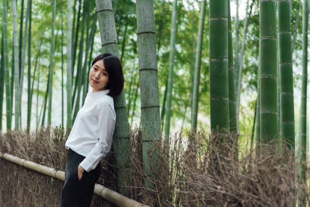 istock A young Asian woman is walking in the bamboo forest 1248884561