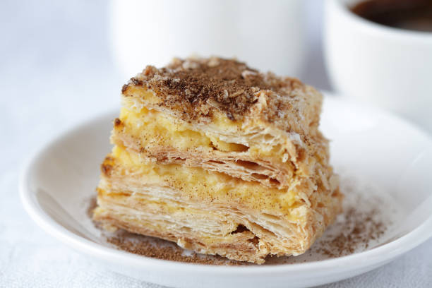 istock Napoleon cake on the white plate 1248884807