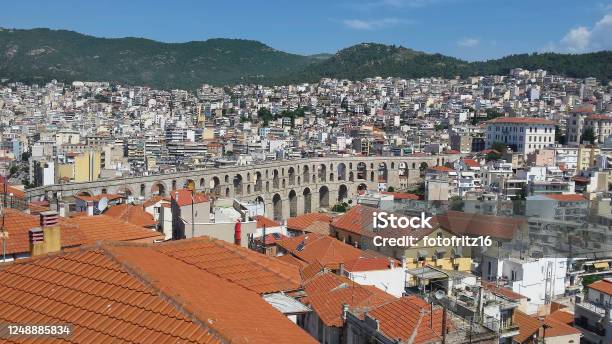 Greece Kavala Aqueduct Stock Photo - Download Image Now - Kavalla, Aqueduct, Architecture