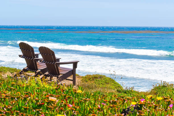 istock Relaxing pair of beach chairs overlooking ocean 1248887206