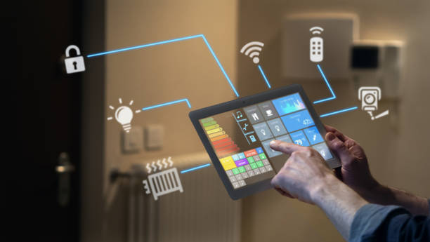 istock Close up of a guy hand is using a futuristic liquid crystals tablet with the latest advanced augmented reality holographic technology. 1248892745