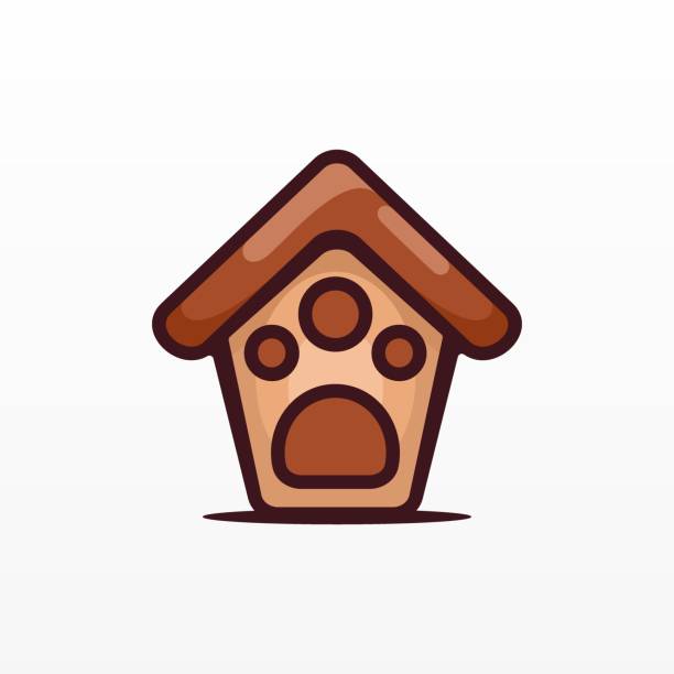 ilustrações de stock, clip art, desenhos animados e ícones de vector illustration house pets simple cartoon style. - in the dog house kennel house isolated