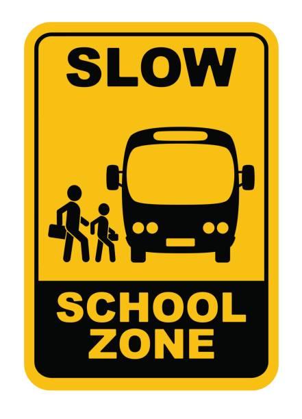 знак школьной зоны на белом фоне - education sign school crossing sign crossing stock illustrations