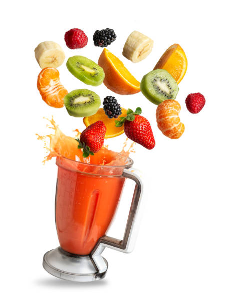 istock Blender with fruit flying, isolated from the background 1248900214