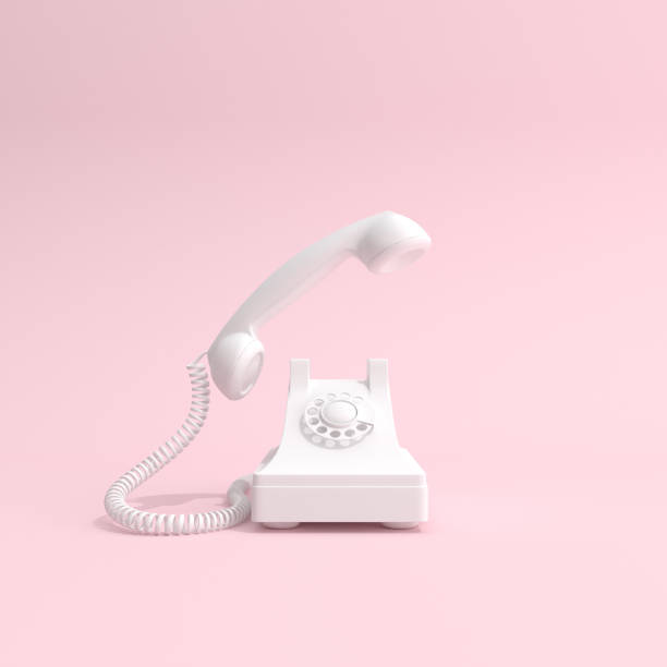 Mock up of telephone on pink background. 3D rendering.