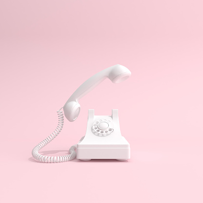 Mock up of telephone on pink background. 3D rendering.