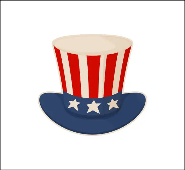 Vector illustration of Uncle s Sam Hat Pattern Isolated on White Bakdrop