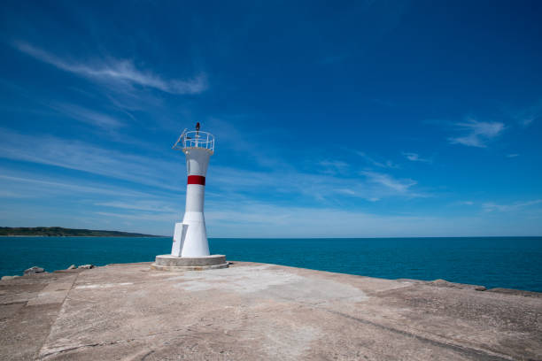 istock Lighthouse on the blue sky background. Wide angle wiew 1248902644