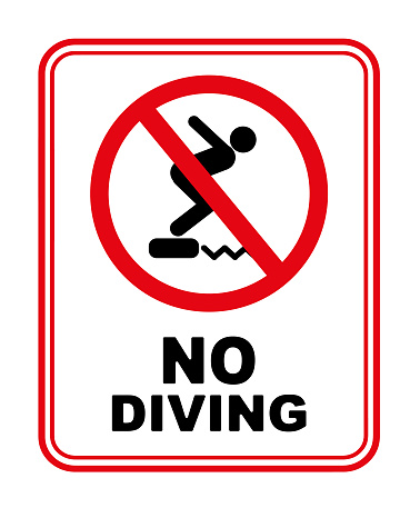 no diving sign on white background