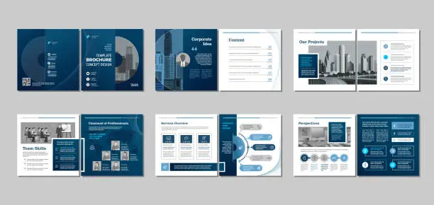 Vector illustration of Brochure creative design. Multipurpose template with cover, back and inside pages.