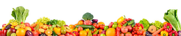 istock Panoramic collage of fresh vegetables and fruits 1248910201