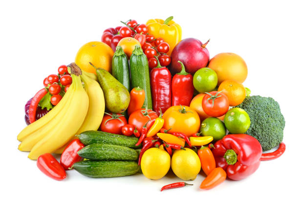 istock Set bright ripe fruits and vegetables 1248910238