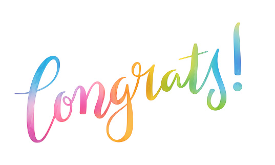 CONGRATS! colorful vector brush calligraphy banner