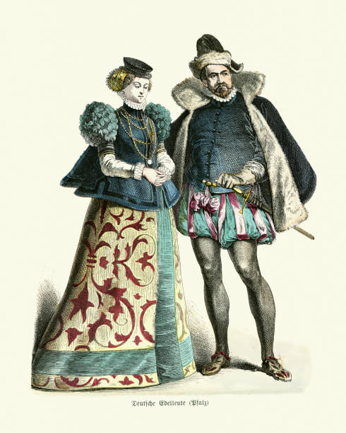 ilustrações, clipart, desenhos animados e ícones de traje de época da alemanha do final do século xvi, nobres alemães - german culture people women germany