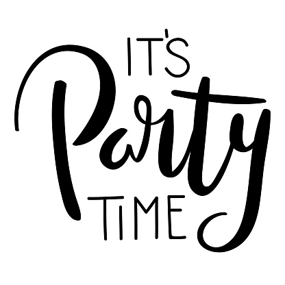 LET'S PARTY black vector brush calligraphy banner