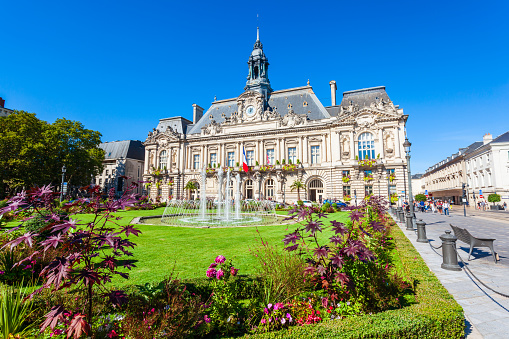 Town hall at Place Jean Jaures square in Tours city in Loire valley of France