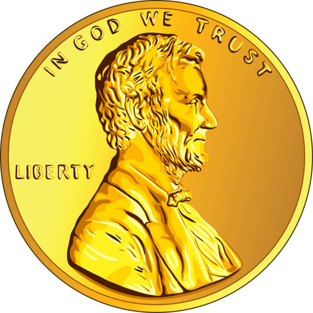 istock Vector American money gold coin one cent, penny 1248929316