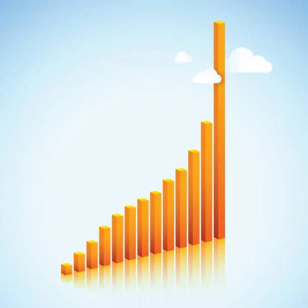 Vector illustration of Rising Business Charts To The Sky