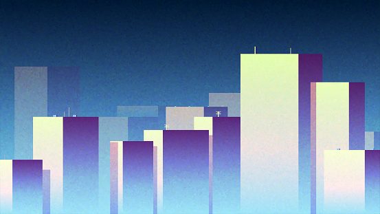 Minimalistic futuristic three-dimensional vector illustration of the city. Houses and skyscrapers.