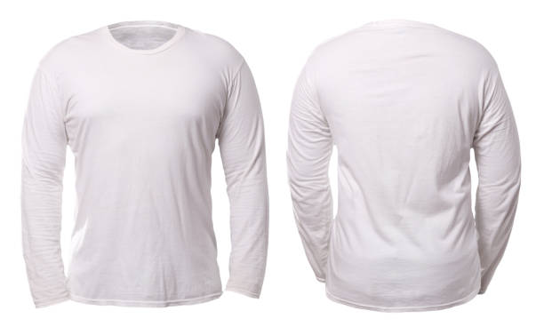 istock White long sleeve t-shirt isolated on white background, front and back design for mock up template copy space design 1248933063