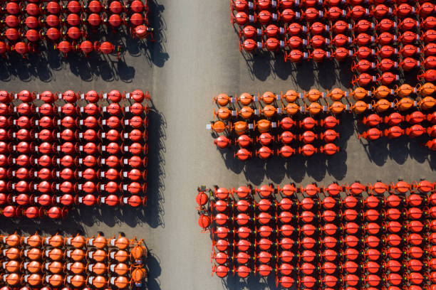 istock Large Group of Concrete Mixer, Aerial View 1248939111