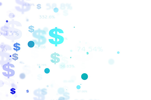 Abstract colorful dollar sign business interface in white background. Wealth, money concept, creative idea concept