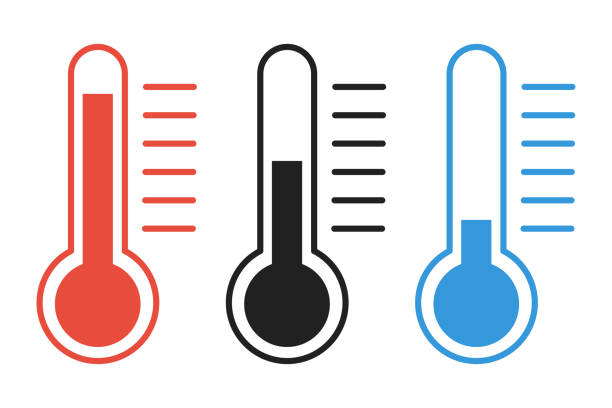Thermometer vector isolated icon. Temperature symbol. Thermometer vector isolated icon. Temperature symbol flat illustration. keeping cool stock illustrations