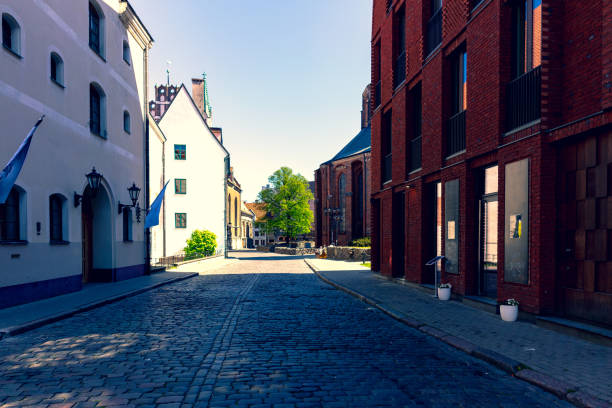 istock Empty streets in the city of Riga in spring. 1248947316