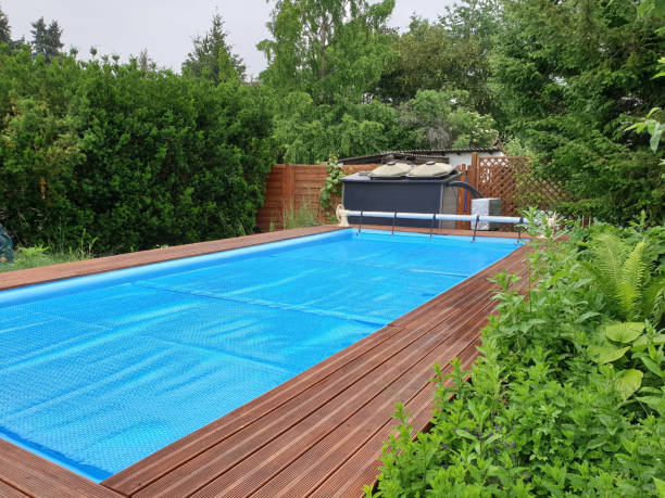 istock Pool cover for winter protection 1248948488