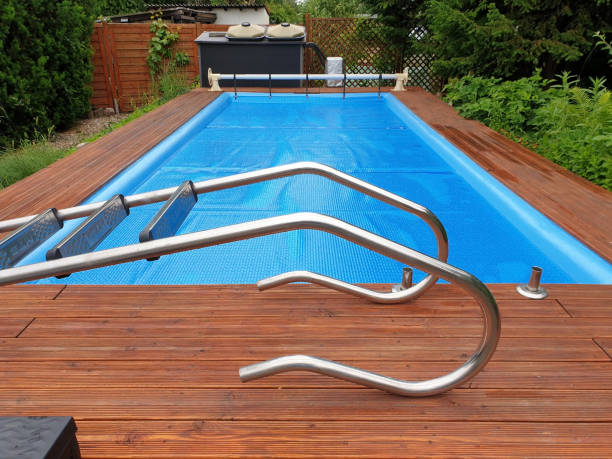 istock Pool cover for winter protection 1248948490