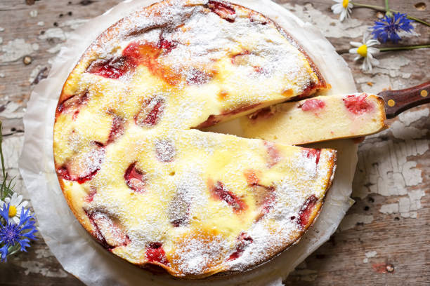 istock Strawberry cheesecake with icing sugar 1248949274