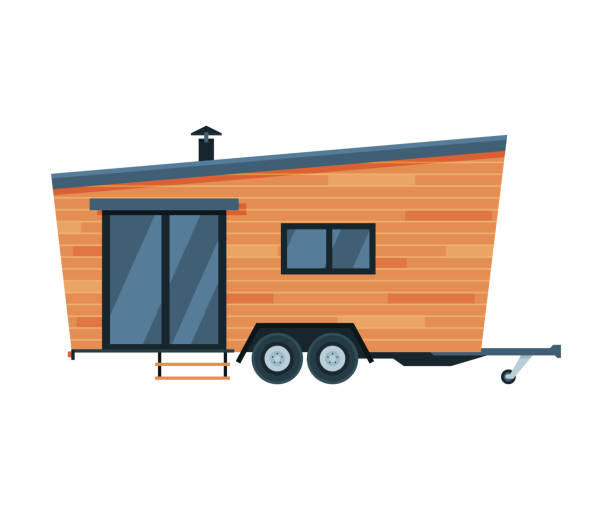 istock Modern Mobile Home for Summer Trip, Family Tourism and Vacation Flat Vector Illustration 1248951507