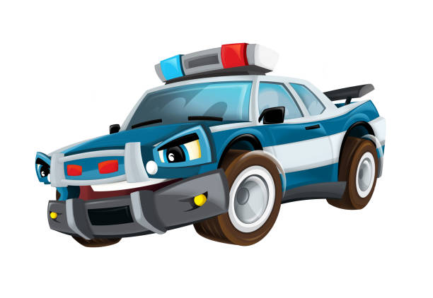 istock Cartoon police car sedan on white background - illustration 1248952626