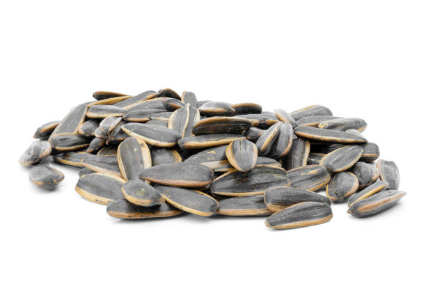 istock Sunflower seeds in sack on a white background 1248952838