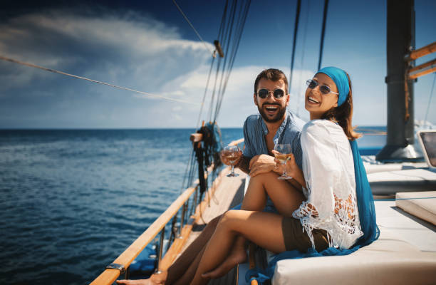 istock Young couple on a sailing cruise. 1248952849