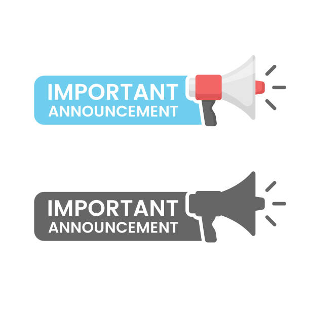 Important Announcement Flat Design on White Background. Scalable to any size. Vector Illustration EPS 10 File. megaphone icons stock illustrations