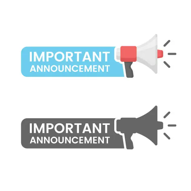 Vector illustration of Important Announcement Flat Design on White Background.