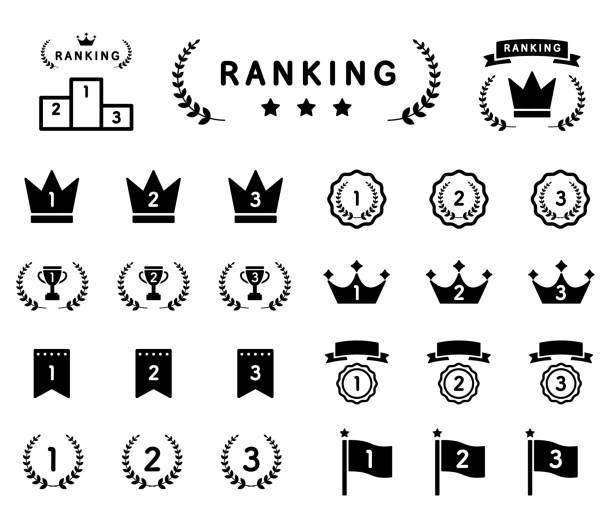 ilustrações de stock, clip art, desenhos animados e ícones de set of awards and victory icons - second place illustrations