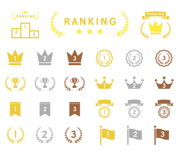 ilustrações de stock, clip art, desenhos animados e ícones de set of awards and victory icons - hierarchy