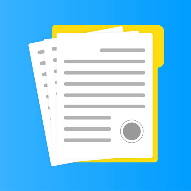 ilustrações de stock, clip art, desenhos animados e ícones de contract or document signing icon. signing contract simple style. vector flat illustration. - paper stack heap index card