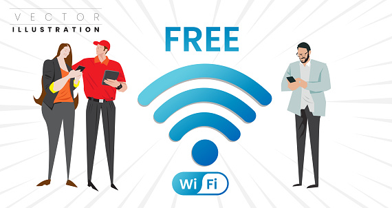 Using free wifi  concept illustration